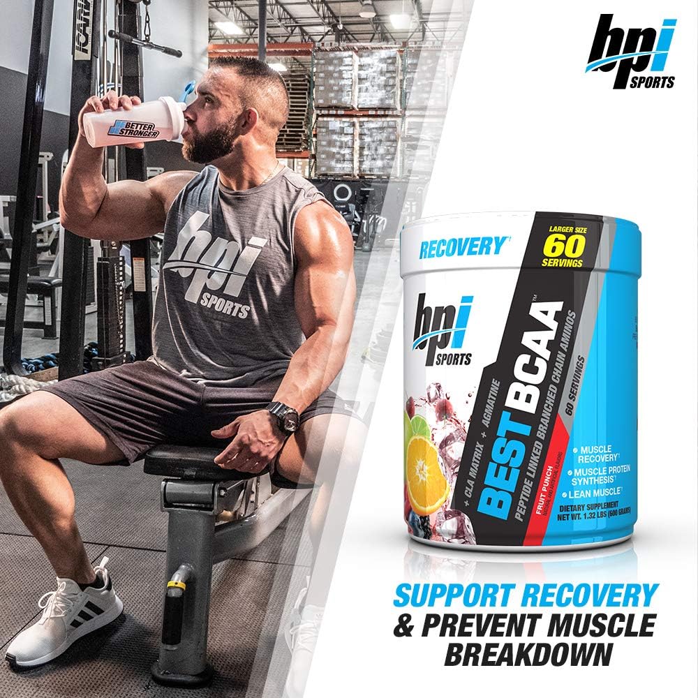 BPI Sports Best BCAA Powder - Fruit Punch Flavor - Muscle Recovery & Hydration - 60 Servings, 1.32 lbs