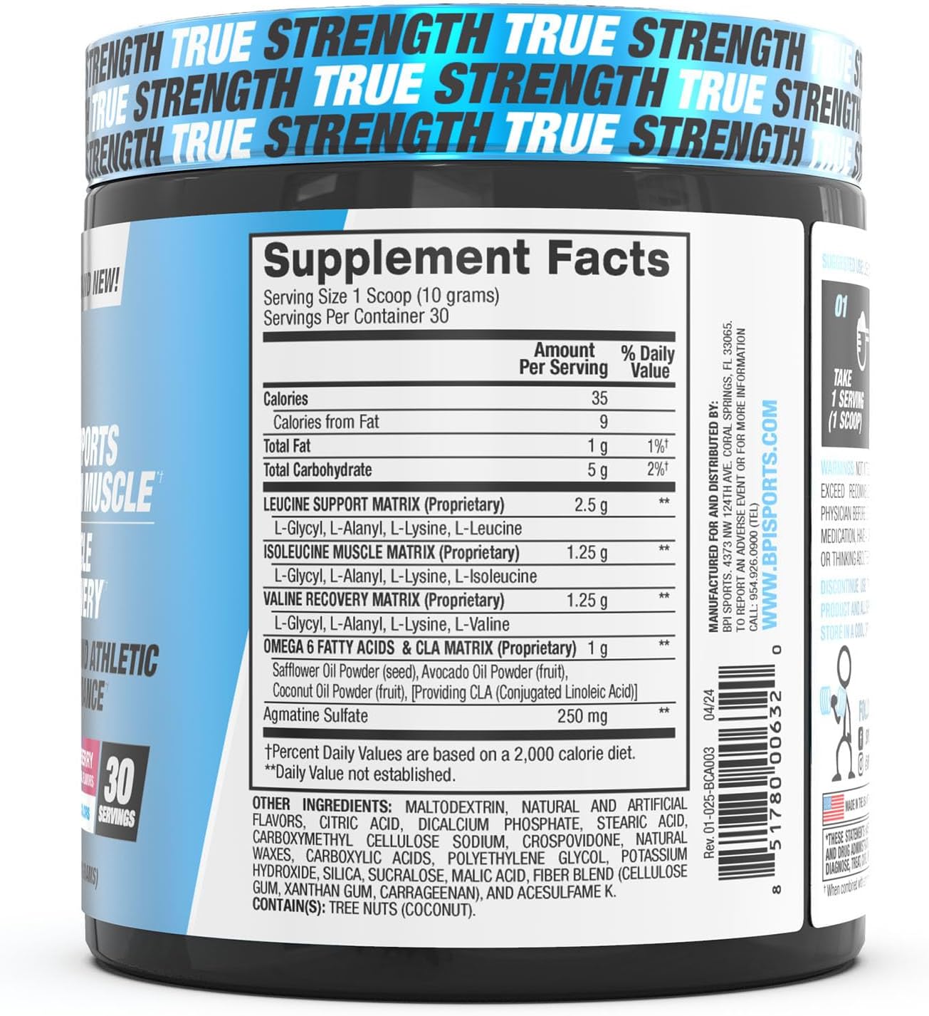 BPI Sports Best BCAA Powder, Blueberry Lemonade Flavor, 30 Servings, Amino Acids for Muscle Recovery, Protein Synthesis, and Performance