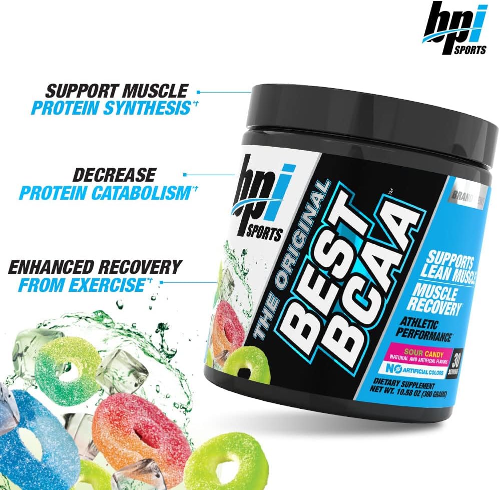 BPI Sports Best BCAA Powder, Sour Candy Flavor, 35 Servings, 12.34 oz - Muscle Recovery, Protein Synthesis, Lean Muscle, Performance, Hydration