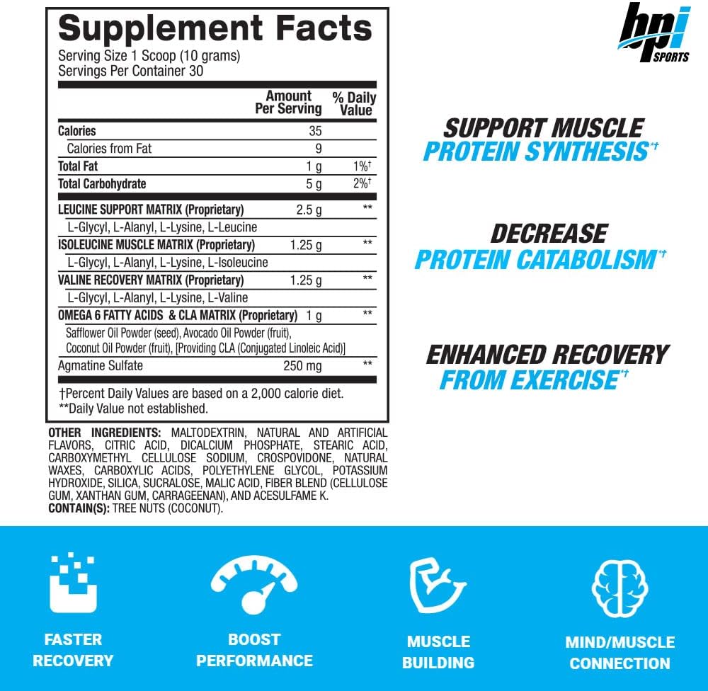 BPI Sports Best BCAA Powder, Sour Candy Flavor, 35 Servings, 12.34 oz - Muscle Recovery, Protein Synthesis, Lean Muscle, Performance, Hydration