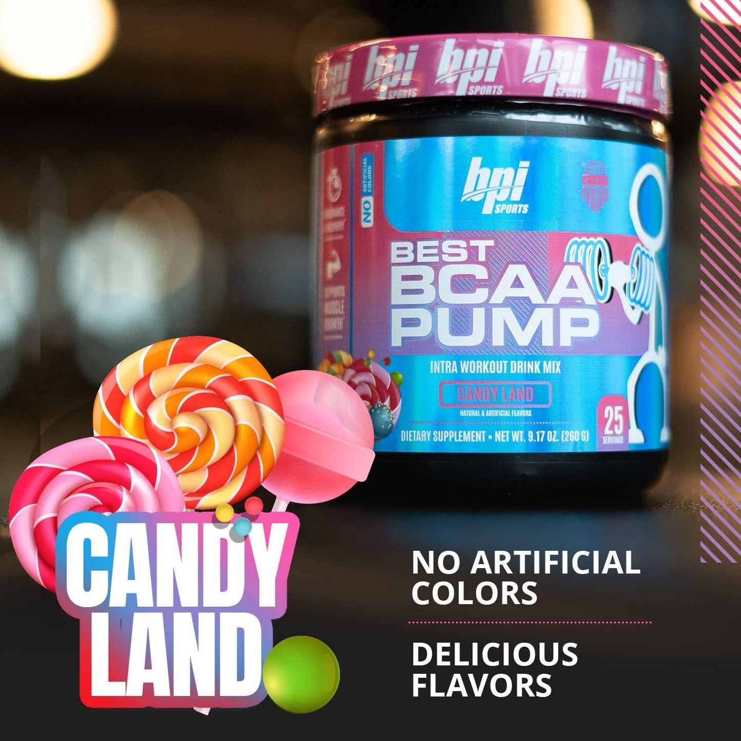 BPI Sports Best BCAA Pump - Candy Land Flavor - Intra Workout BCAA Powder for Hydration & Recovery - 25 Servings