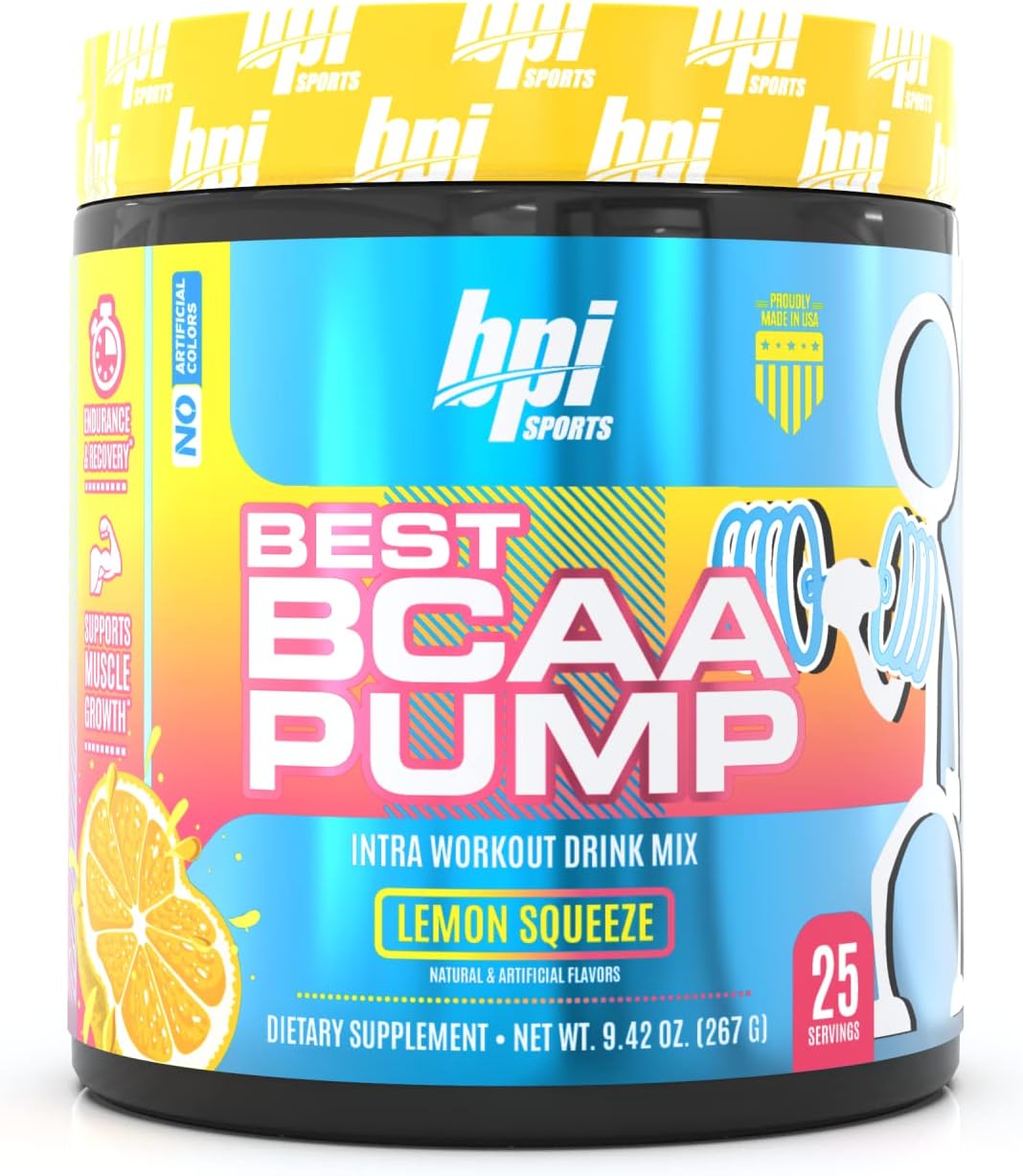 BPI Sports Best BCAA Pump Lemon Squeeze - Intra Workout BCAA Powder for Hydration & Recovery, 25 Servings