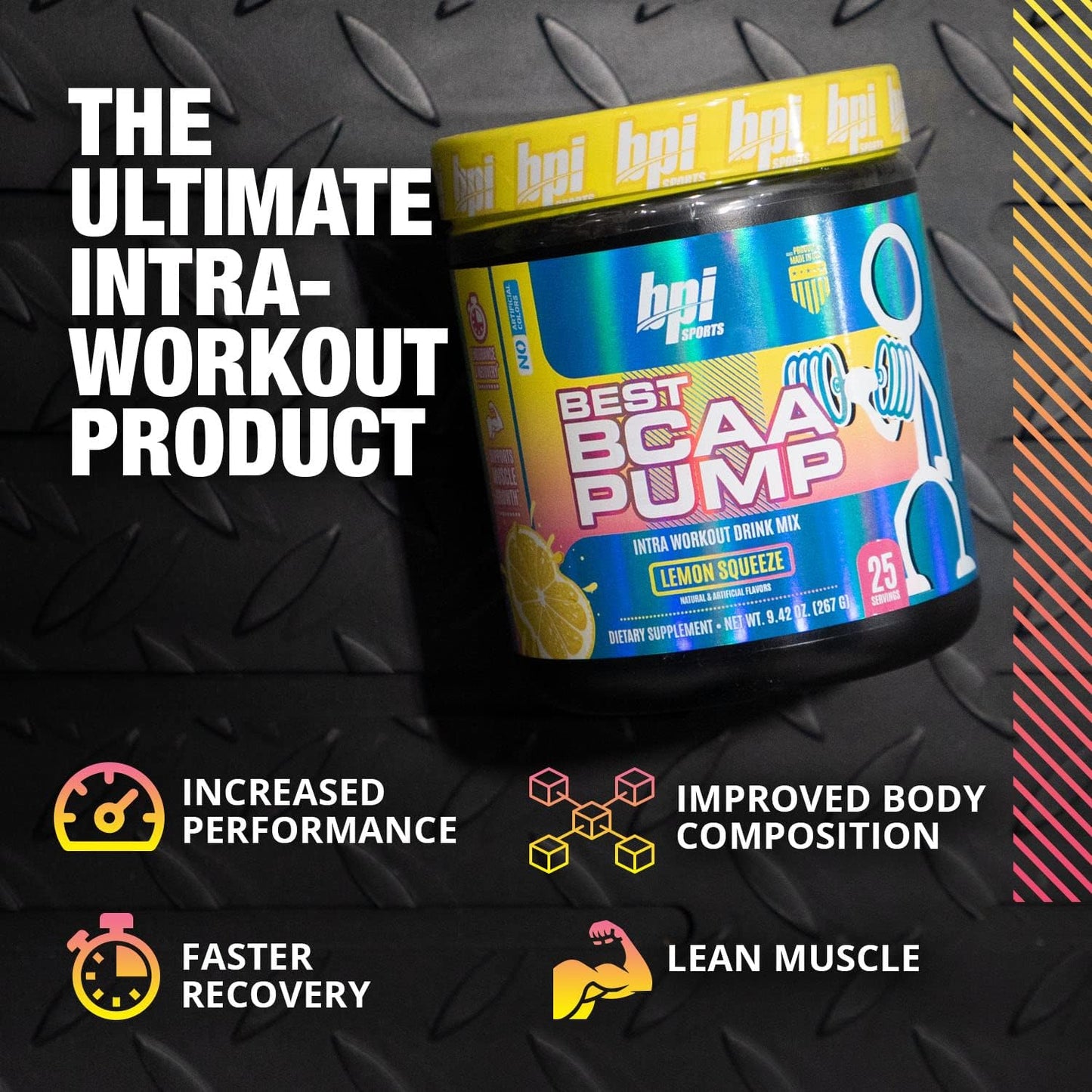 BPI Sports Best BCAA Pump Lemon Squeeze - Intra Workout BCAA Powder for Hydration & Recovery, 25 Servings