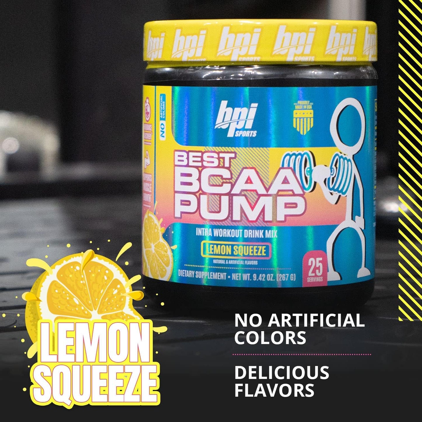 BPI Sports Best BCAA Pump Lemon Squeeze - Intra Workout BCAA Powder for Hydration & Recovery, 25 Servings