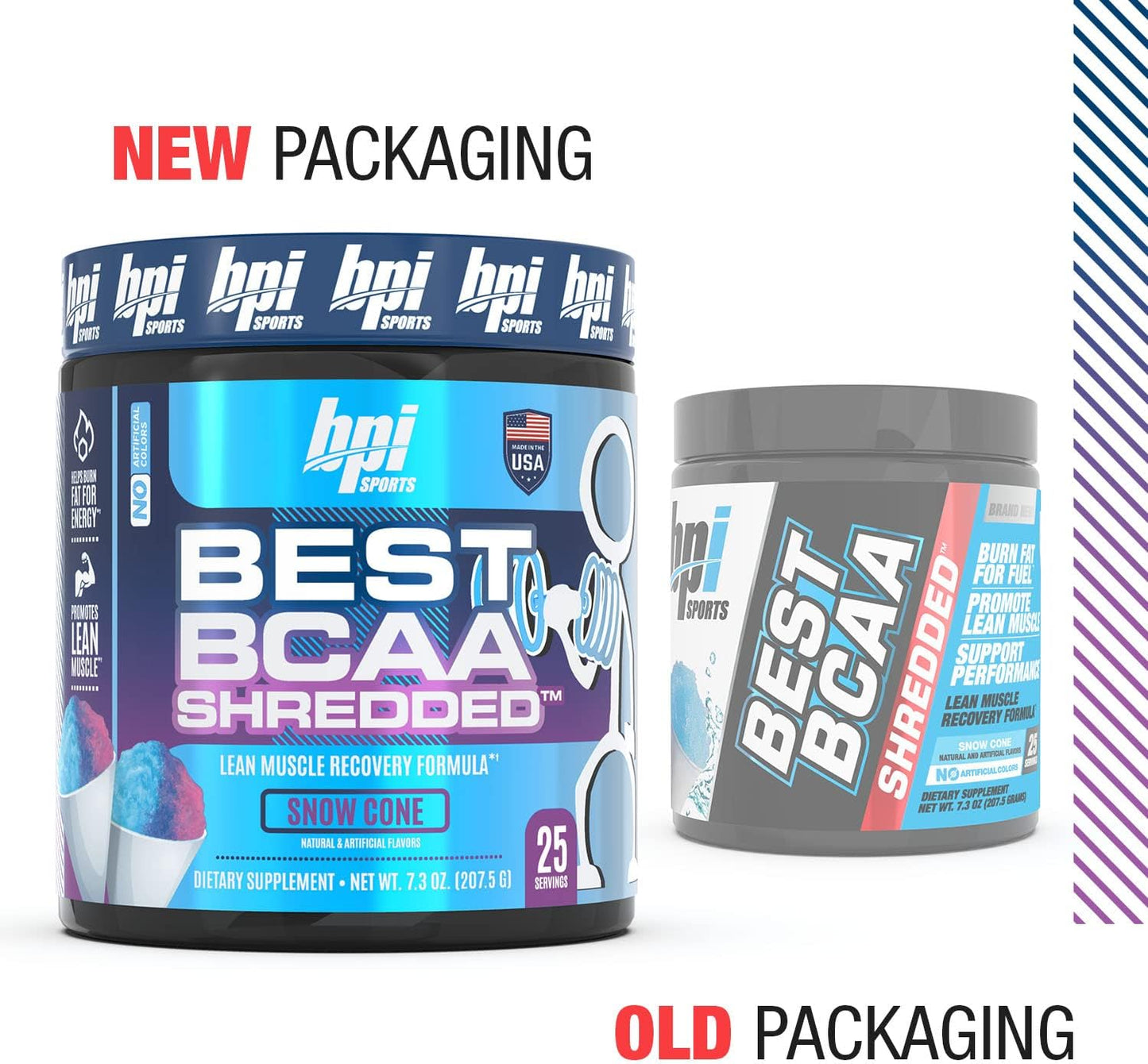 BPI Sports Best BCAA Shredded - Thermogenic Recovery Drink - Caffeine Free - Lean Muscle Building Powder - Preworkout Aminos & Hydration - Snow Cone - 25 Servings