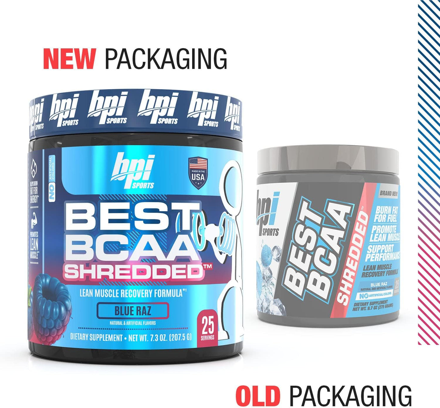 BPI Sports Best BCAA Shredded Blue Raspberry Thermogenic Recovery Formula - Caffeine-Free BCAA Powder for Lean Muscle Building - Accelerated Recovery and Hydration - 25 Servings, 9.7 oz