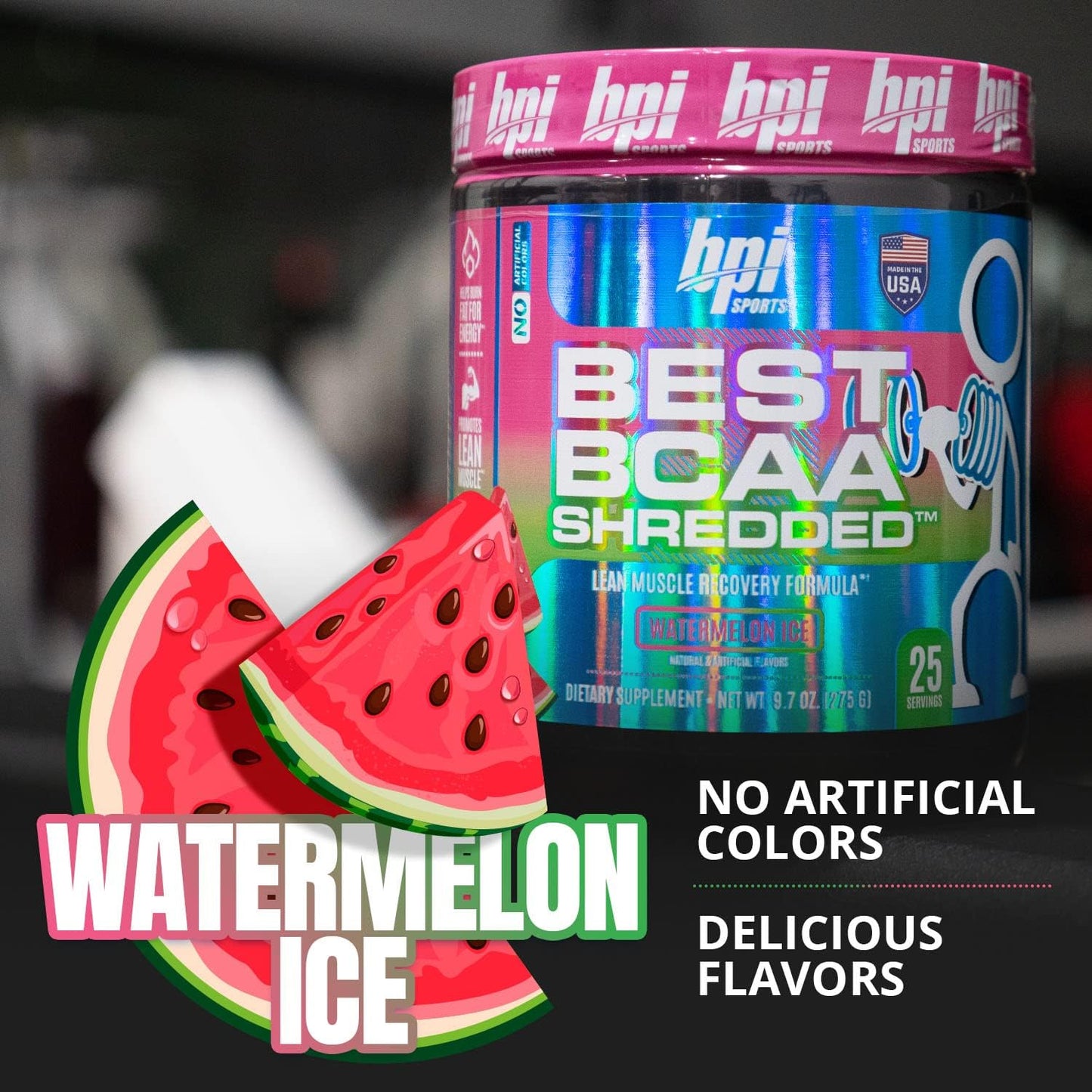BPI Sports Best BCAA Shredded Watermelon Ice - Fat to Energy, Weight Loss, Lean Muscle, Post-Workout Recovery - 25 Servings