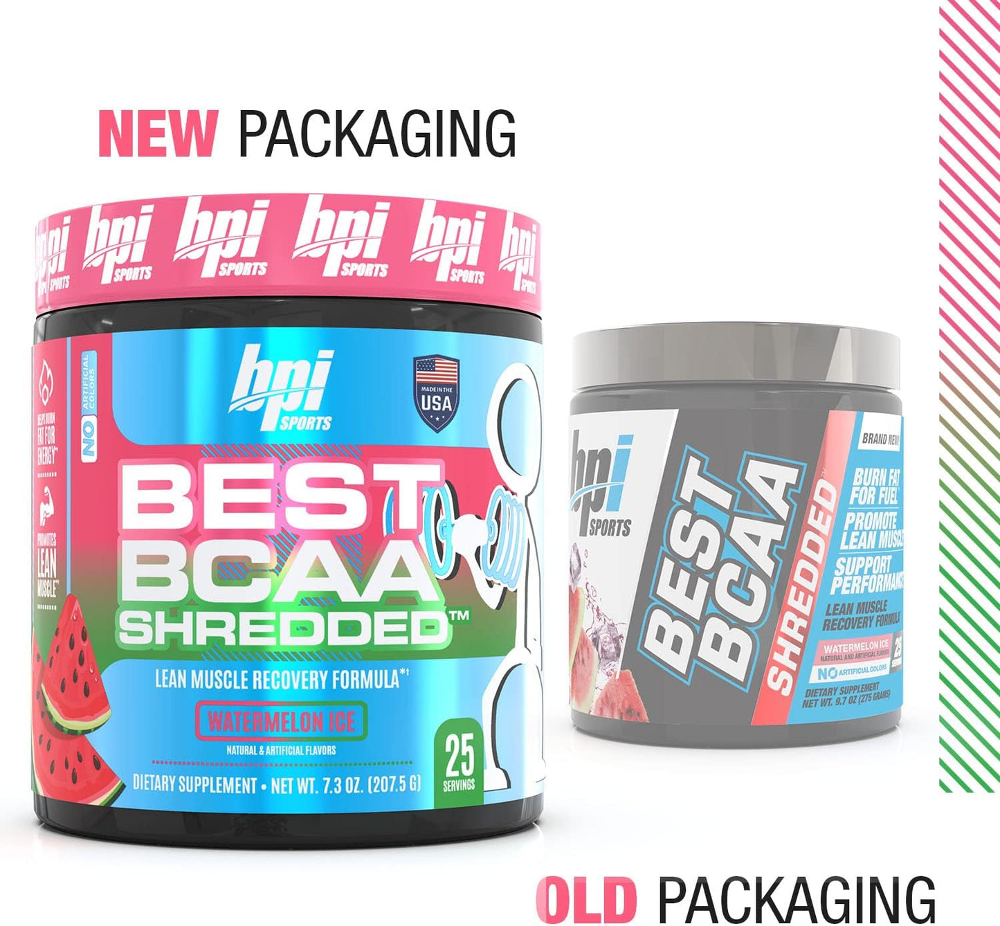 BPI Sports Best BCAA Shredded Watermelon Ice - Fat to Energy, Weight Loss, Lean Muscle, Post-Workout Recovery - 25 Servings