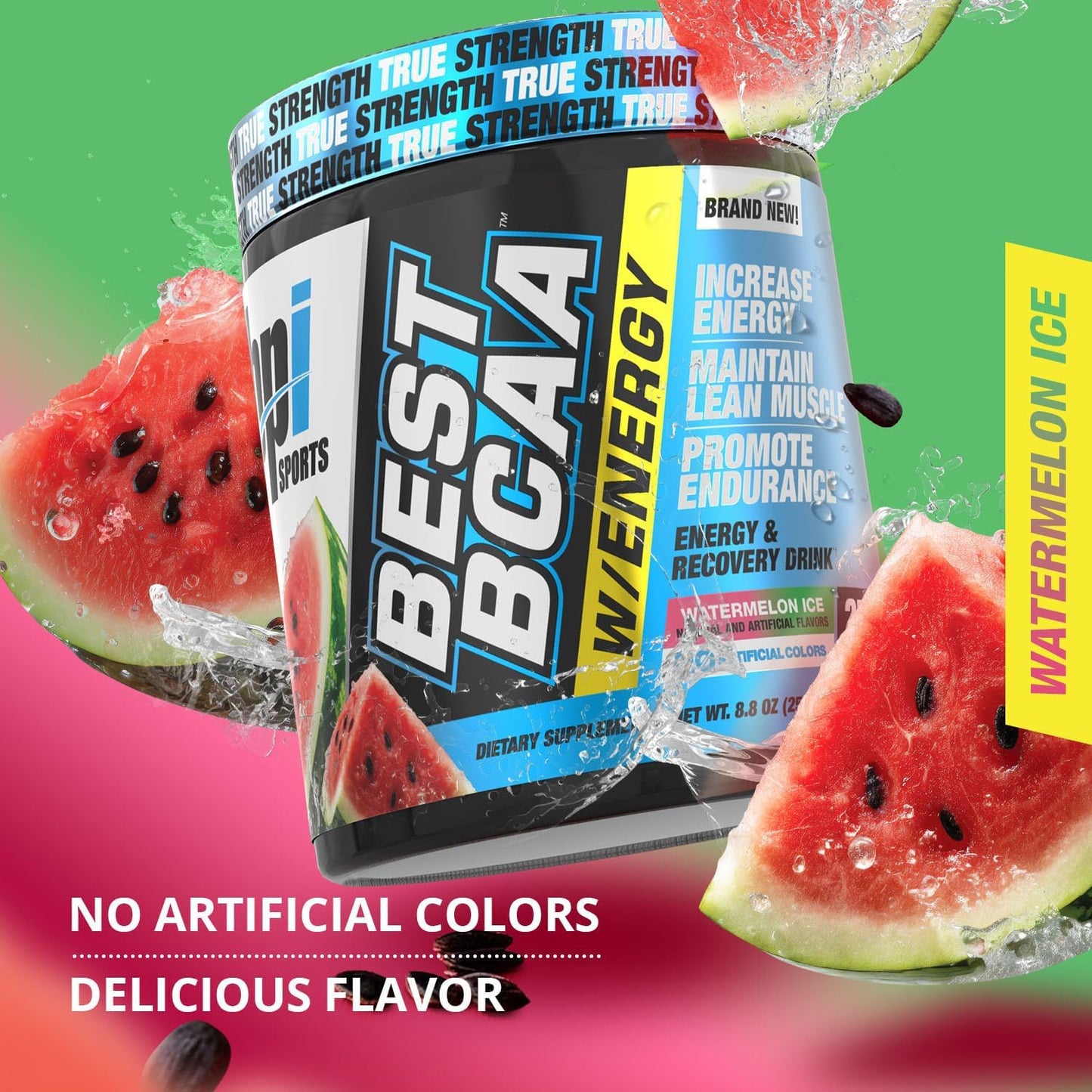 BPI Sports Best BCAA with Energy Watermelon Ice - 25 Servings - Lean Muscle Building & Recovery - Proprietary Energy Blend - 8.8 oz.