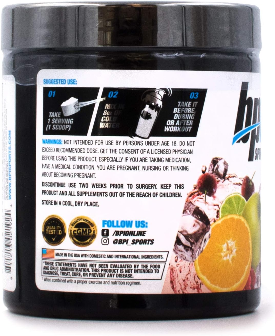 BPI Sports Best Creatine: Creatine Monohydrate with Himalayan Salt for Strength, Pump, Endurance, Muscle Growth, and Definition - No Bloat - Fruit Punch Flavor - 50 Servings - 10.58 oz.