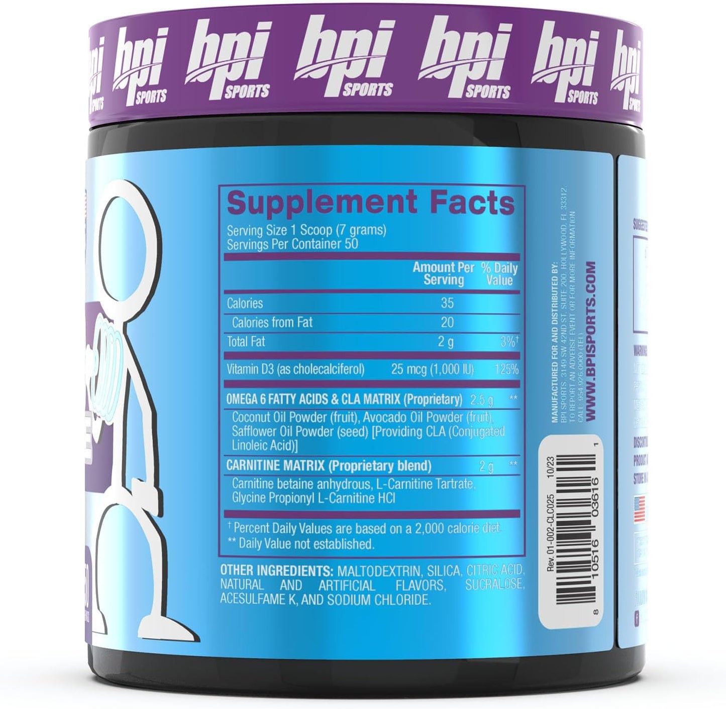 BPI Sports CLA + Carnitine for Performance and Lean Muscle, Caffeine Free, Grape Flavor - 50 Servings, 12.34 Oz