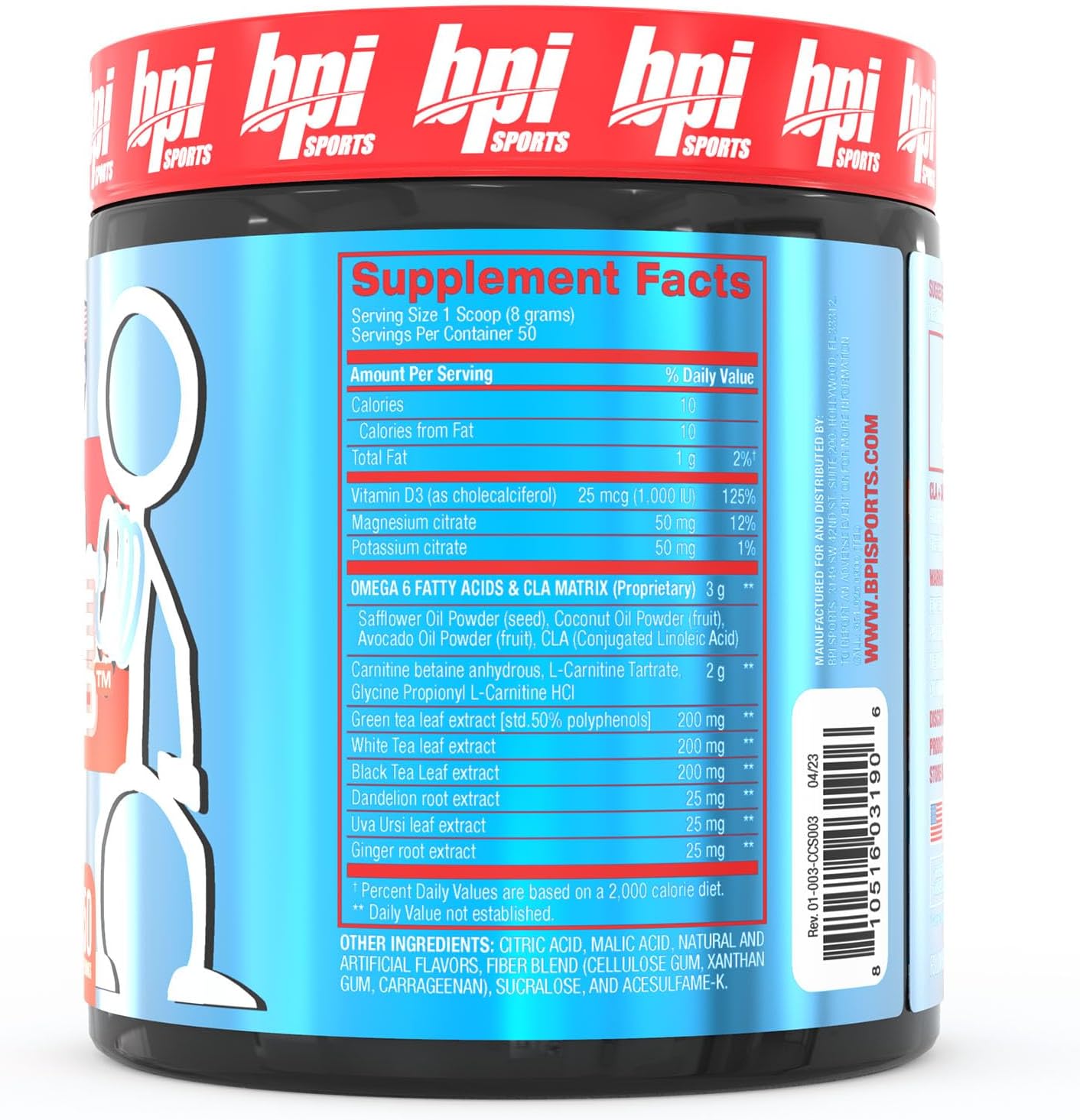 BPI Sports CLA + Carnitine Shredded for Lean Muscle & Fat Loss - Fruit Punch (14.1 oz / 50 Servings)