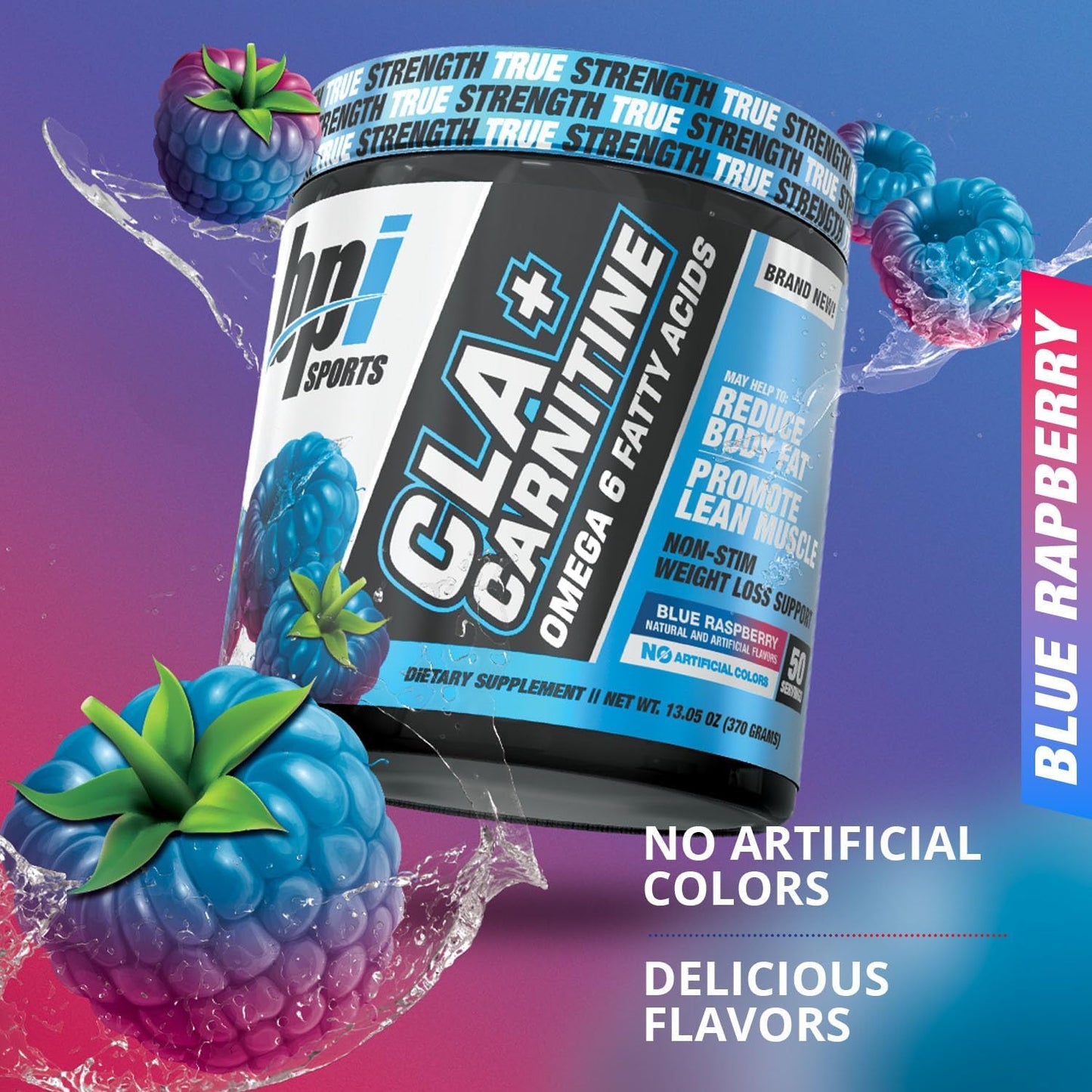 BPI Sports CLA + Carnitine Slimming Formula Formula - Blue Raspberry Flavor - 50 Servings - 12.34 oz - Metabolism Boost & Lean Muscle Support