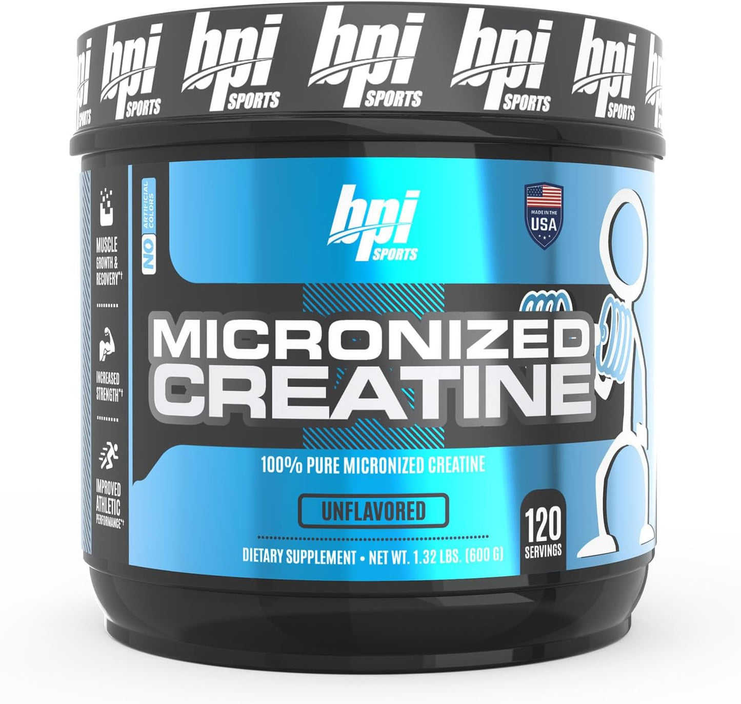 BPI Sports Micronized Creatine Powder - Boost Strength, Reduce Fatigue, Lean Muscle Builder - 100% Pure Creatine Monohydrate - Enhanced Absorption - Muscle Growth Support - Unflavored - 120 Servings - 21.16 oz.