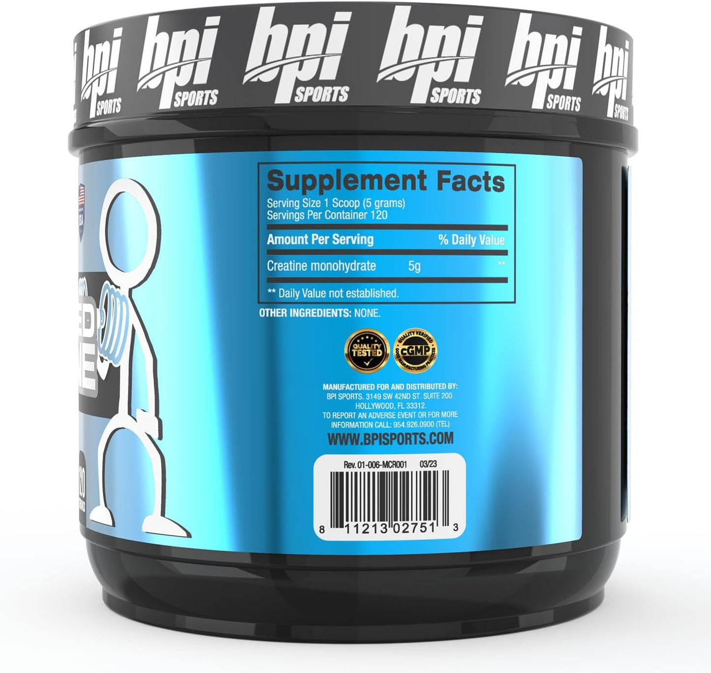 BPI Sports Micronized Creatine Powder - Boost Strength, Reduce Fatigue, Lean Muscle Builder - 100% Pure Creatine Monohydrate - Enhanced Absorption - Muscle Growth Support - Unflavored - 120 Servings - 21.16 oz.