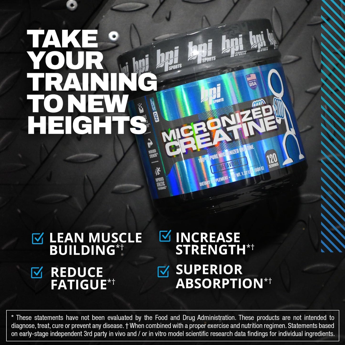 BPI Sports Micronized Creatine Powder - Boost Strength, Reduce Fatigue, Lean Muscle Builder - 100% Pure Creatine Monohydrate - Enhanced Absorption - Muscle Growth Support - Unflavored - 120 Servings - 21.16 oz.