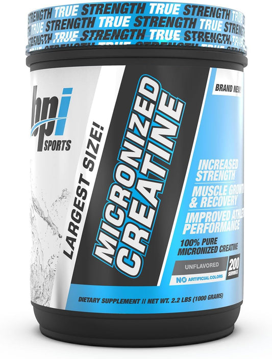 BPI Sports Micronized Creatine Powder - Pure Muscle Building Supplement for Strength and Endurance - Unflavored - 200 Servings