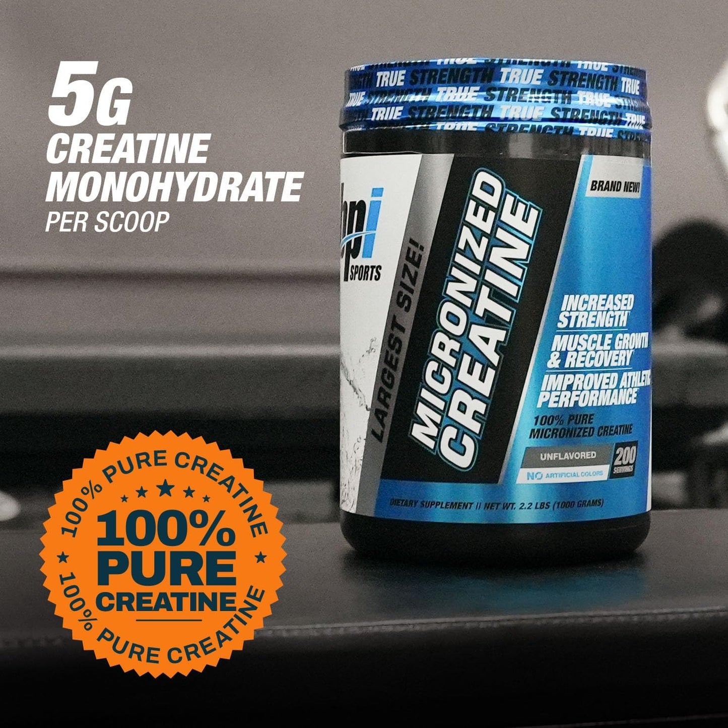 BPI Sports Micronized Creatine Powder - Pure Muscle Building Supplement for Strength and Endurance - Unflavored - 200 Servings