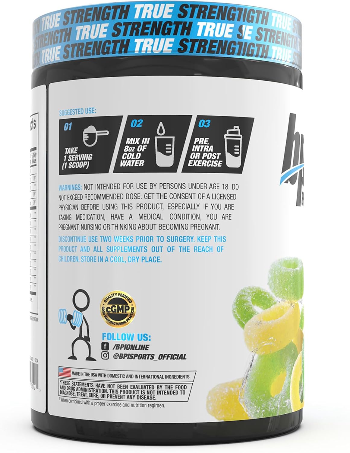 BPI Sports Sour Power EAA Powder - Advanced Formula for Men & Women - 10g of EAA - Pre, Intra, Post Workout Drink - BCAA + Hydration.
