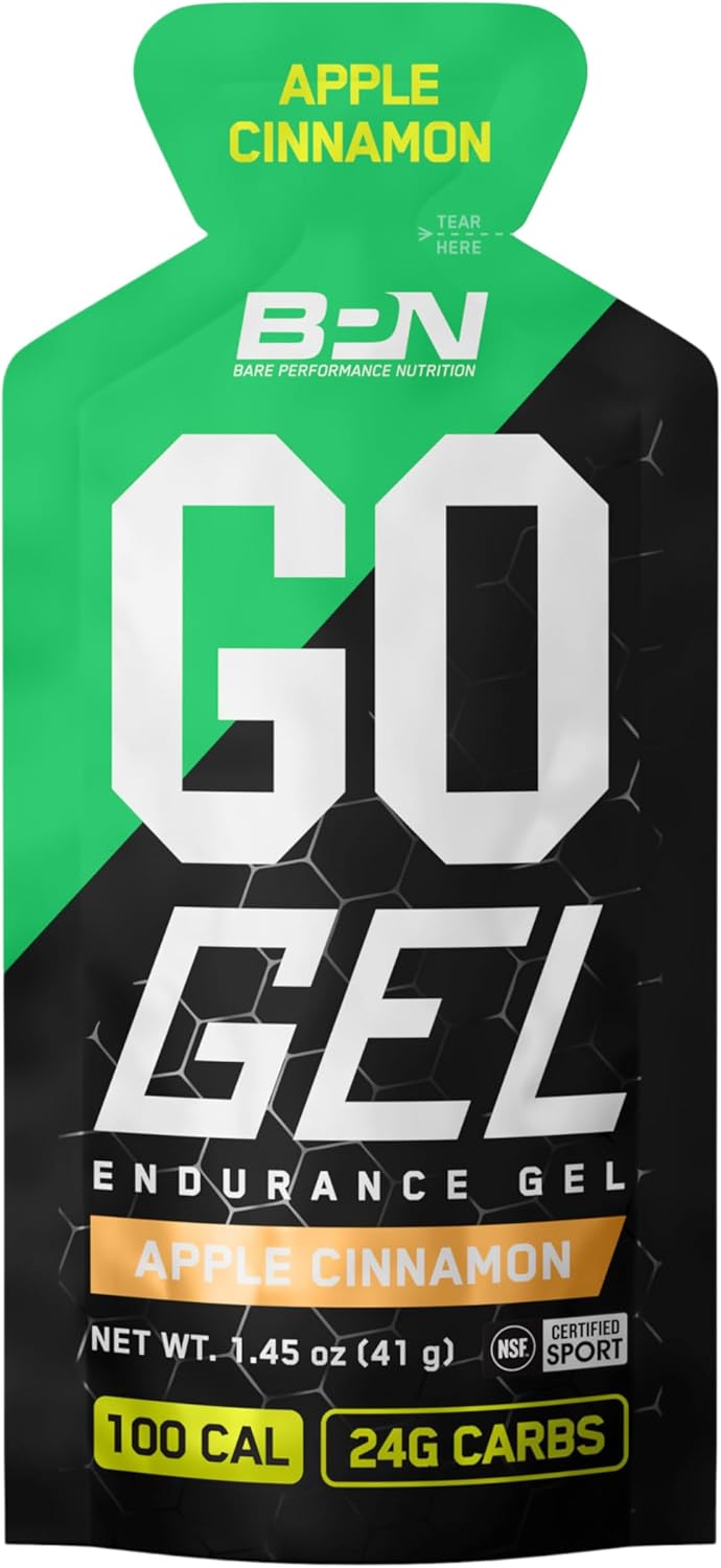 BPN Go Gel Endurance Gel - Vegan & Gluten-Free Running Fuel, Apple Cinnamon Flavor, 10 Pack