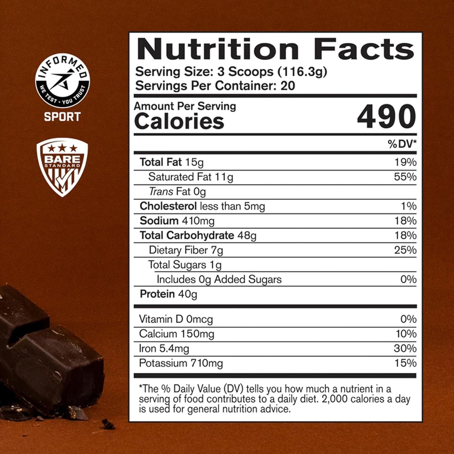 BPN Strong Food Complete Nutrition Meal Replacement - Chocolate (20 Servings) by Bare Performance Nutrition