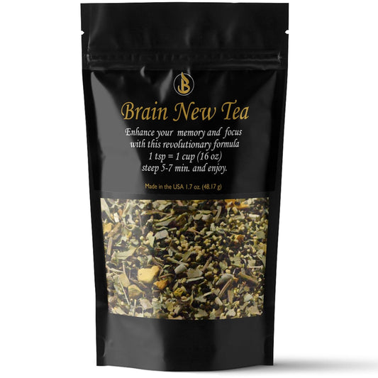 Brain Boost Tea - Memory & Focus Supplements, Nootropic Blend with Bacopa, Yerba Mate, Rhodiola Rosea, Gingko Biloba, Gotu Kola, Reishi - Mental Clarity & Brain Fog Relief