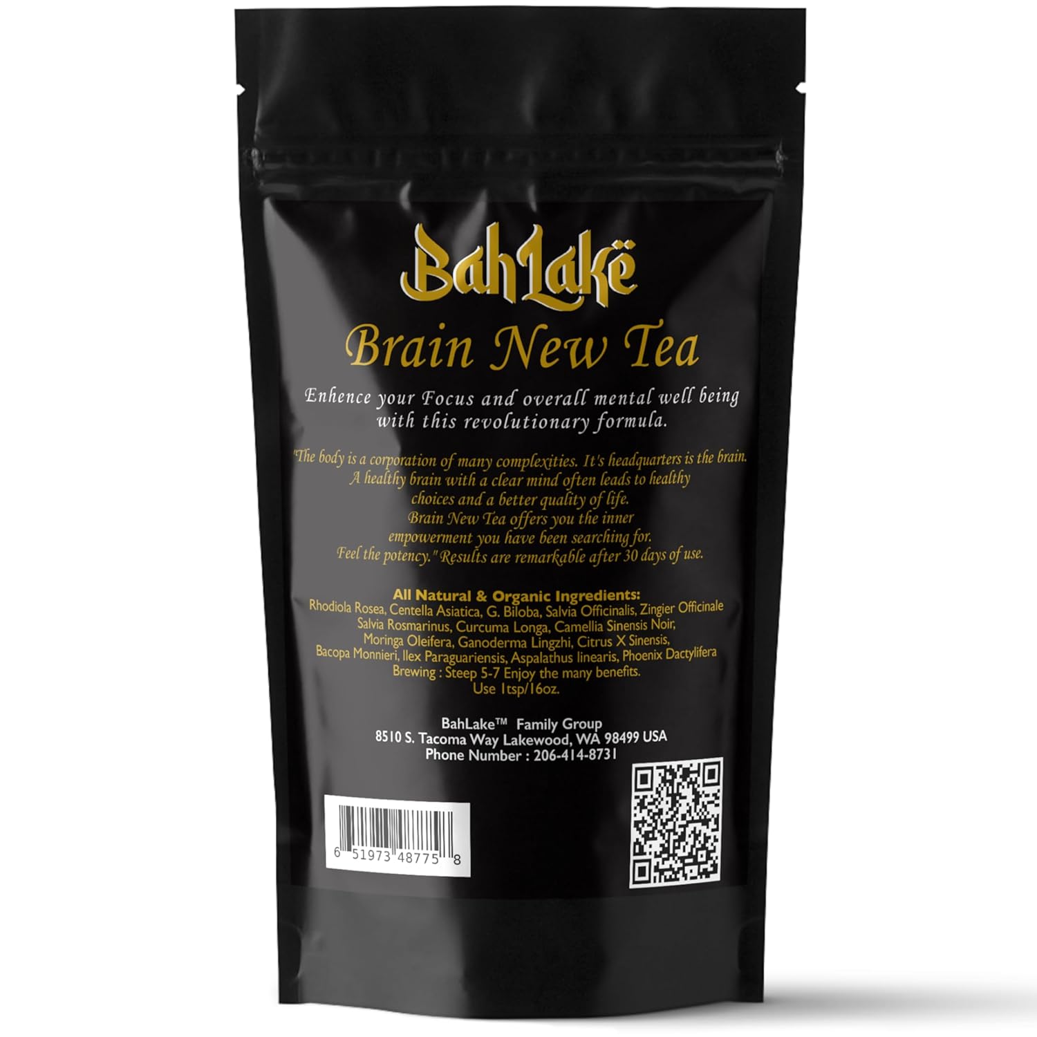 Brain Boost Tea - Memory & Focus Supplements, Nootropic Blend with Bacopa, Yerba Mate, Rhodiola Rosea, Gingko Biloba, Gotu Kola, Reishi - Mental Clarity & Brain Fog Relief