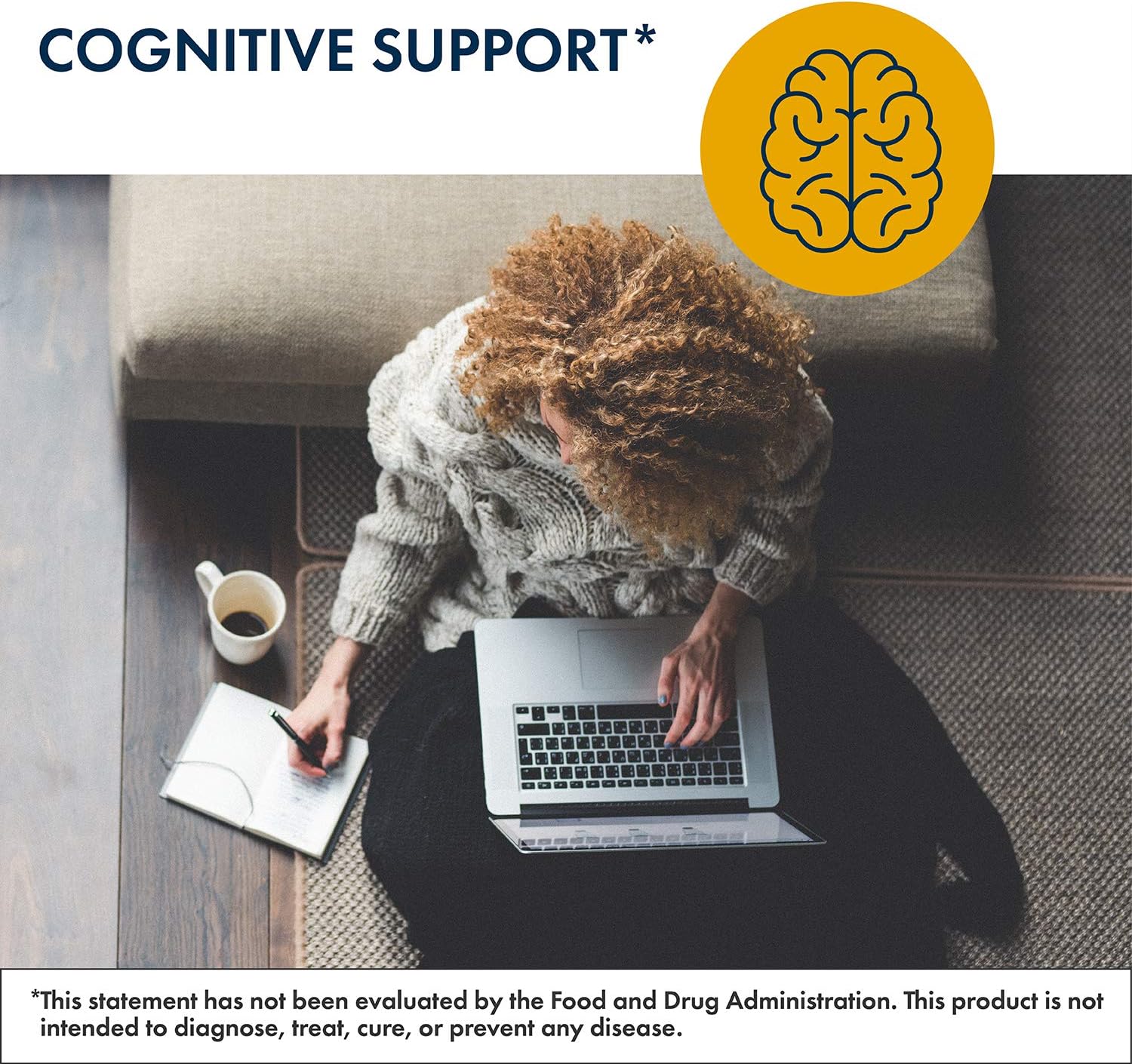 Brain Cell Support with L-Methylfolate 5mg for Memory and Focus - Citicoline, DMAE, Phosphatidylserine, Ginkgo - Methylated Folate (60 Caps)