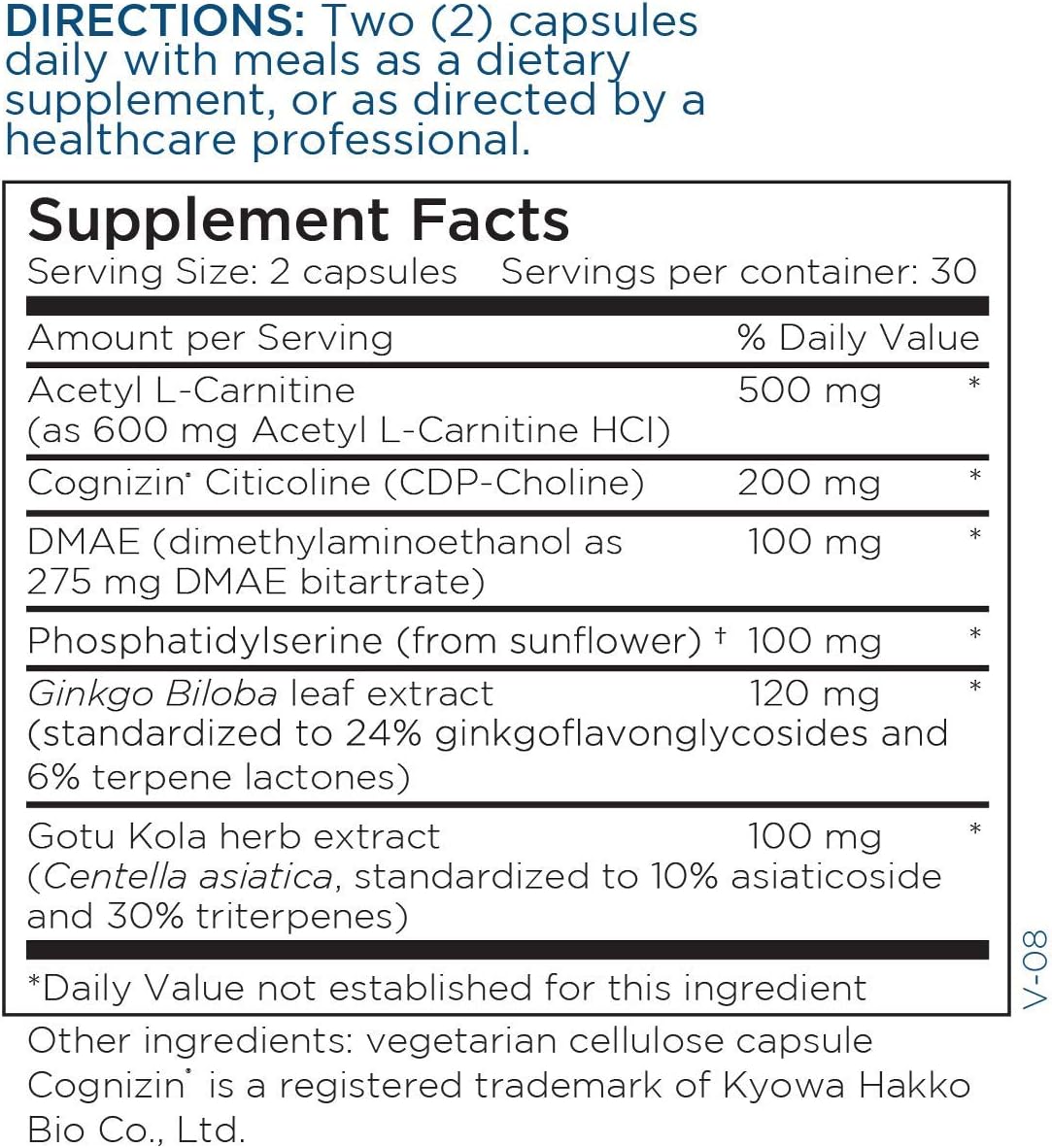 Brain Cell Support with L-Methylfolate 5mg for Memory and Focus - Citicoline, DMAE, Phosphatidylserine, Ginkgo - Methylated Folate (60 Caps)