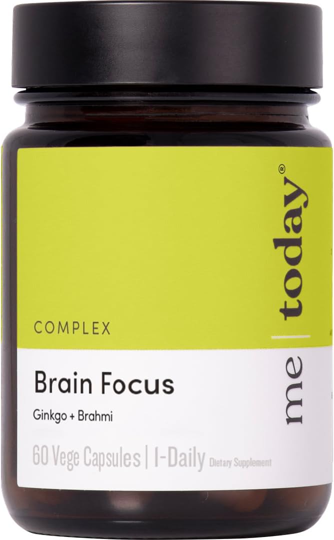 Brain Focus Supplement for Adults with Ginkgo & Brahmi - 60 Vegan Capsules for Mental Clarity