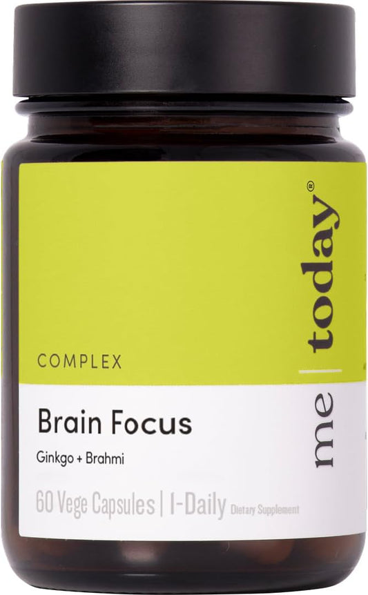 Brain Focus Supplement for Adults with Ginkgo & Brahmi - 60 Vegan Capsules for Mental Clarity