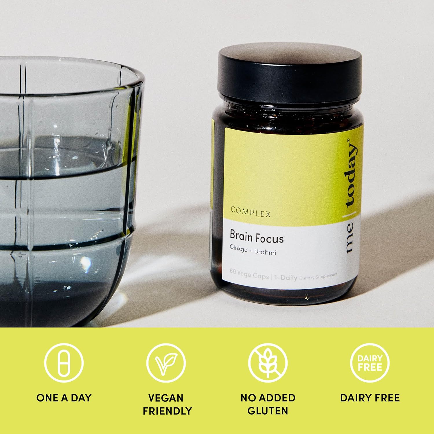 Brain Focus Supplement for Adults with Ginkgo & Brahmi - 60 Vegan Capsules for Mental Clarity