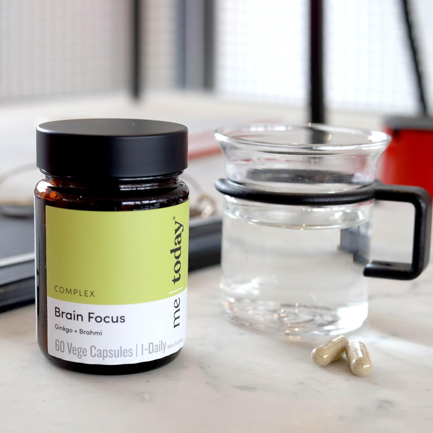 Brain Focus Supplement for Adults with Ginkgo & Brahmi - 60 Vegan Capsules for Mental Clarity