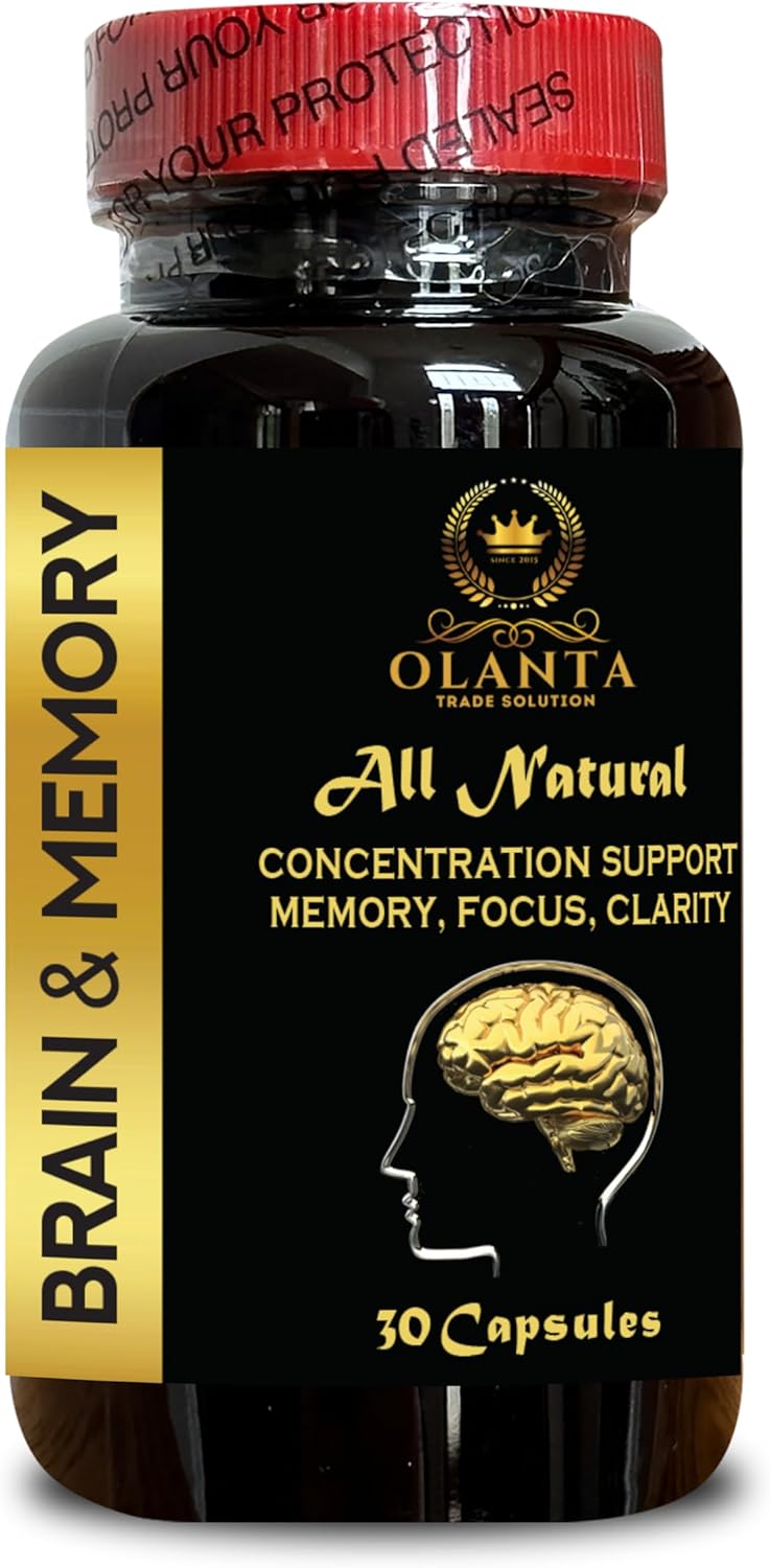 Brain Memory Support Supplement for Adults - Cognitive Enhancement with Memory and Focus Vitamins - 30 Capsules