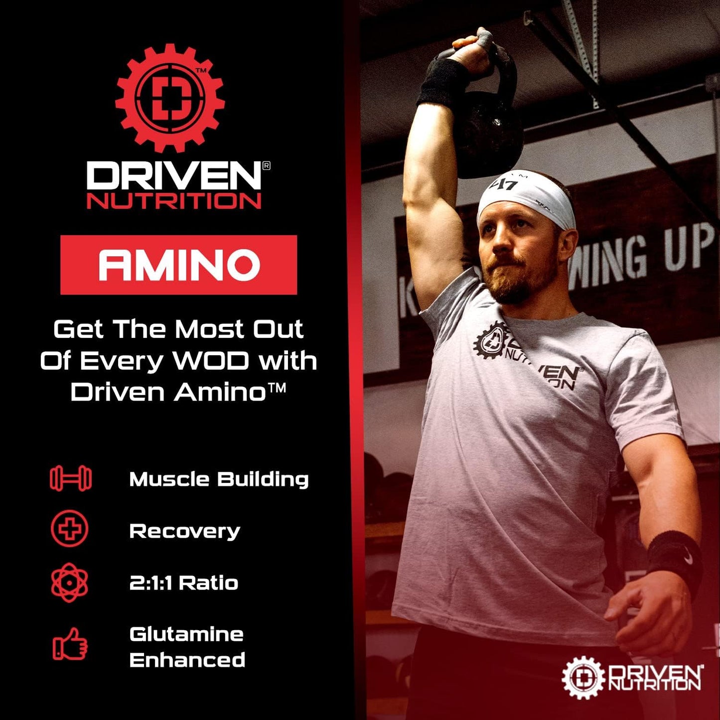 Branched-Chain Amino Acid with Glutamine - 2:1:1 BCAA Ratio, 4g Leucine - Watermelon Flavor - Vegan - 50 Servings