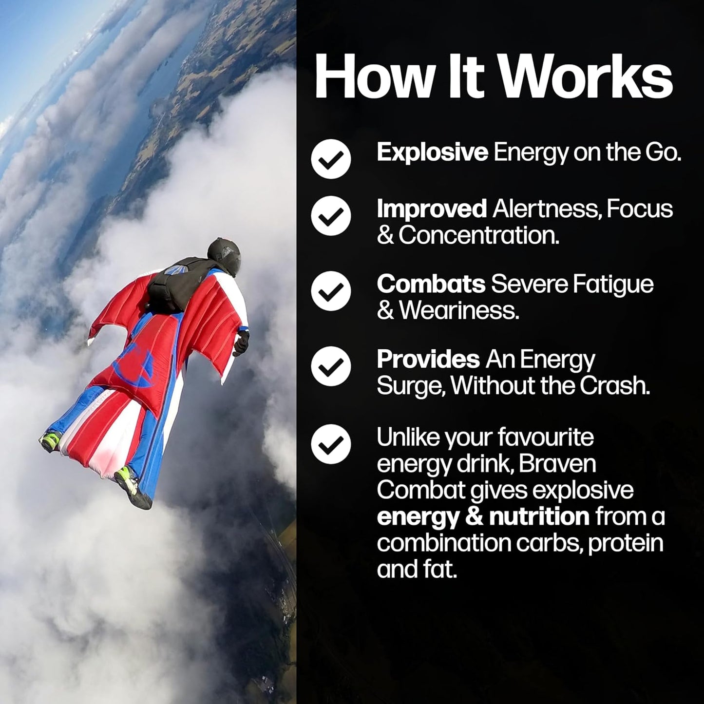 Braven Combat Energy Kick Bars - 10 Pack, 1.59 oz Bars with 75mg Caffeine, Gluten Free Alternative to Energy Chews