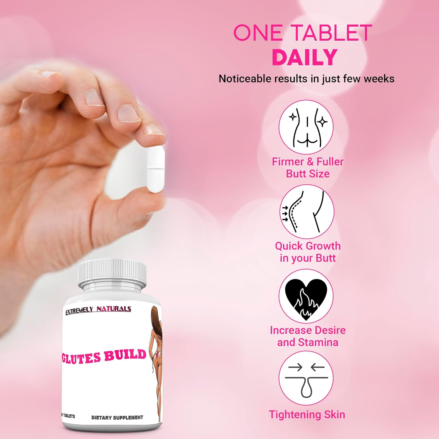 Brazilian Bum Boost Glutes Supplement - Enhance Booty Size with 60 Tablets