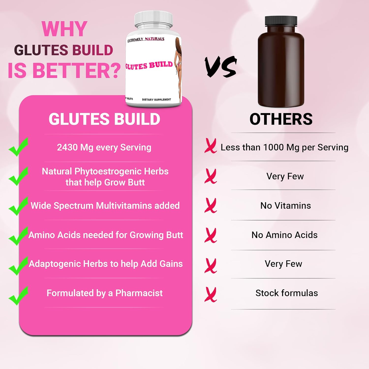 Brazilian Bum Boost Glutes Supplement - Enhance Booty Size with 60 Tablets