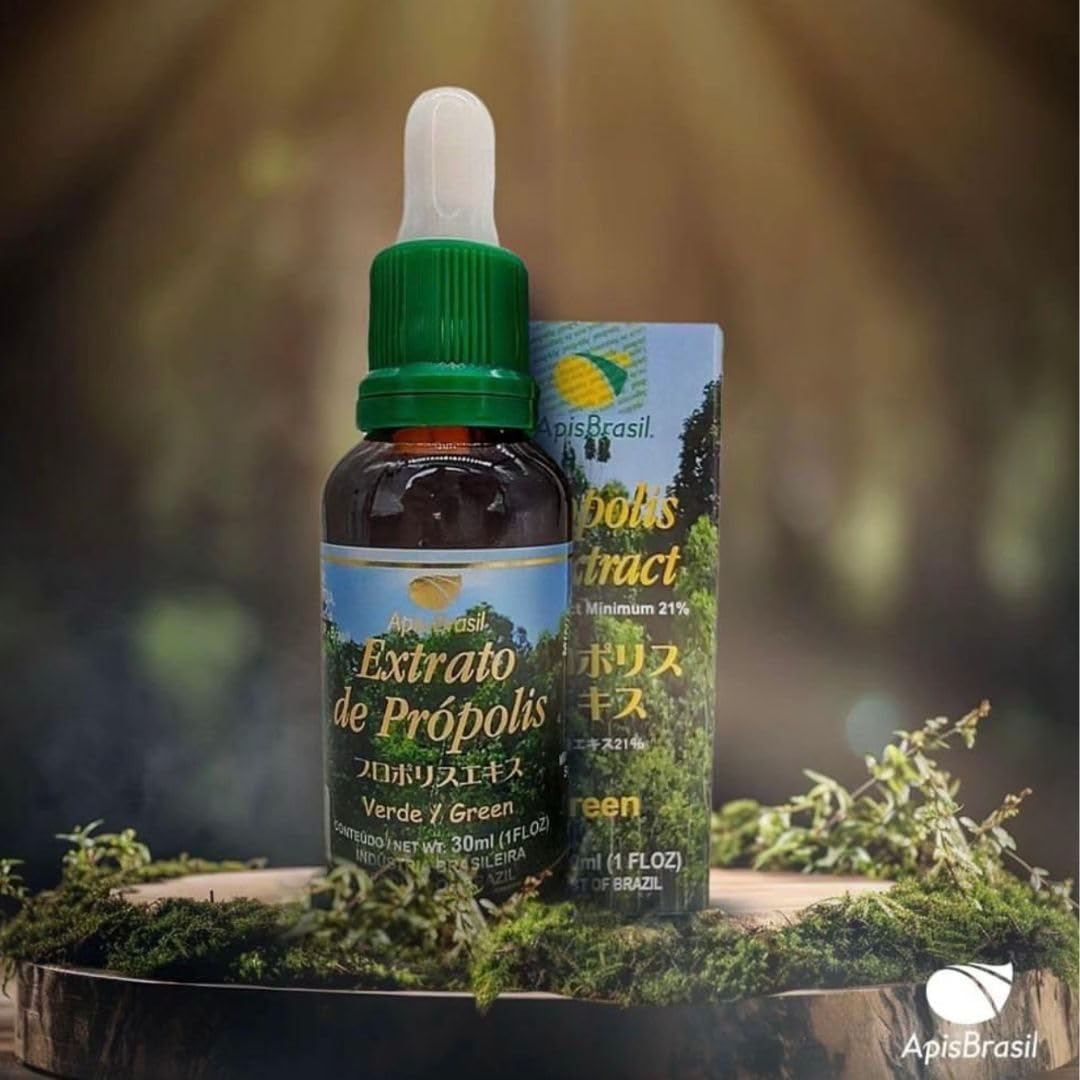 Brazilian Green Bee Propolis Liquid Extract 21% (30ml) - Natural Immune Booster - Antioxidant - Single Pack from ApisBrasil
