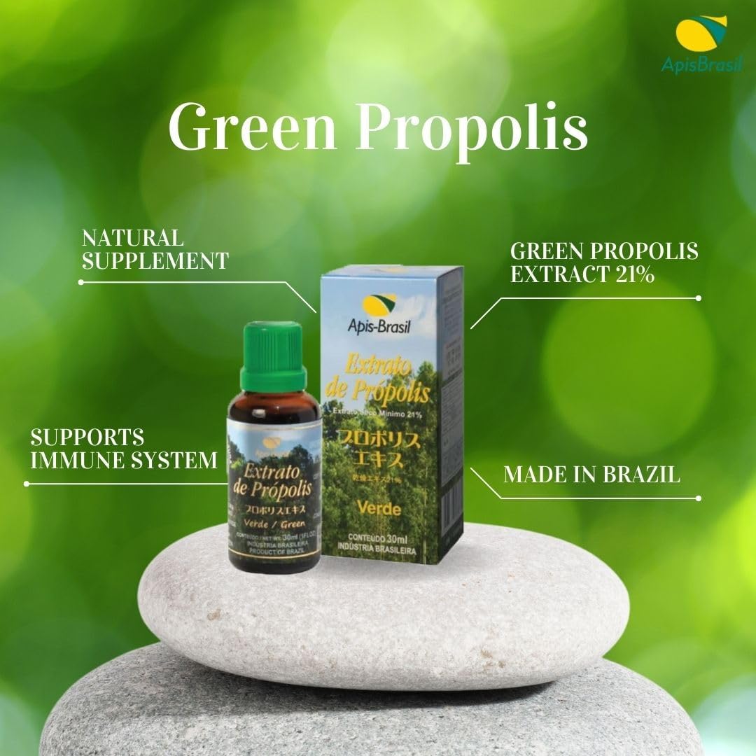 Brazilian Green Bee Propolis Liquid Extract 21% (30ml) - Natural Immune Booster - Antioxidant - Single Pack from ApisBrasil