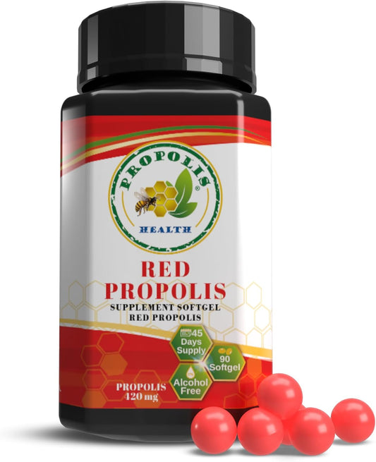 Brazilian Red Propolis Capsules - Pure Alcohol-Free Bee Propolis Supplement - 90 Capsules - Original Concentrated Propolis - 45 Day Supply - 840mg Red Propolis
