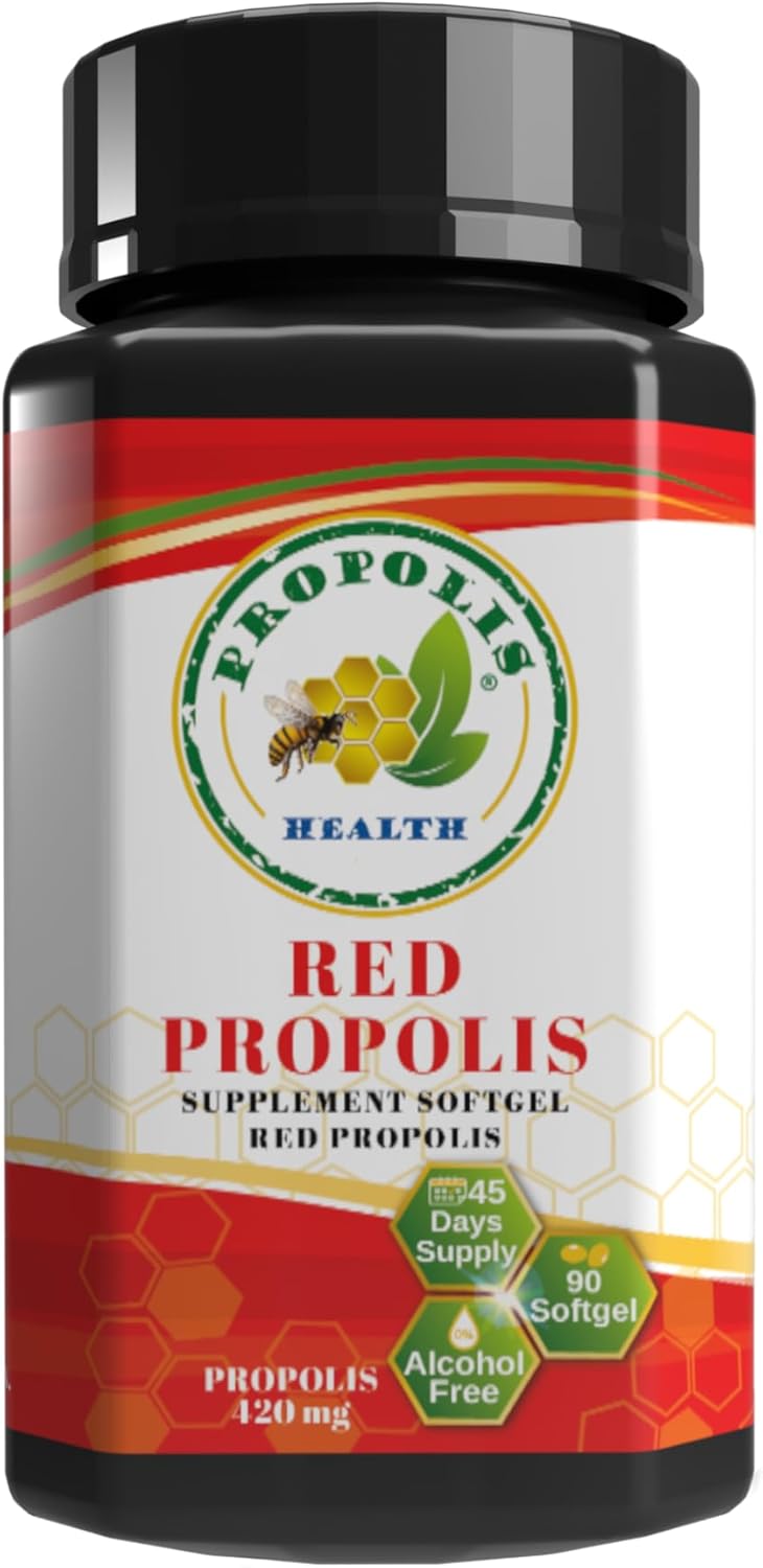 Brazilian Red Propolis Capsules - Pure Alcohol-Free Bee Propolis Supplement - 90 Capsules - Original Concentrated Propolis - 45 Day Supply - 840mg Red Propolis