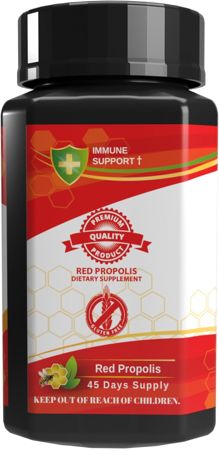 Brazilian Red Propolis Capsules - Pure Alcohol-Free Bee Propolis Supplement - 90 Capsules - Original Concentrated Propolis - 45 Day Supply - 840mg Red Propolis