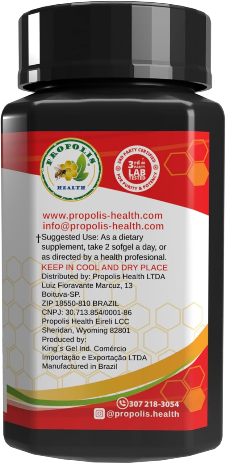 Brazilian Red Propolis Capsules - Pure Alcohol-Free Bee Propolis Supplement - 90 Capsules - Original Concentrated Propolis - 45 Day Supply - 840mg Red Propolis