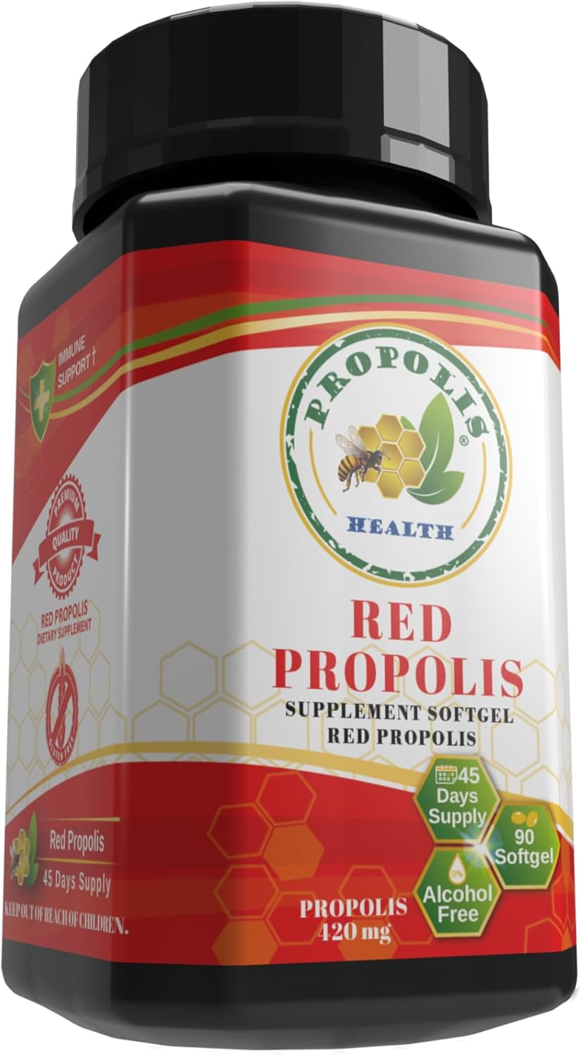 Brazilian Red Propolis Capsules - Pure Alcohol-Free Bee Propolis Supplement - 90 Capsules - Original Concentrated Propolis - 45 Day Supply - 840mg Red Propolis
