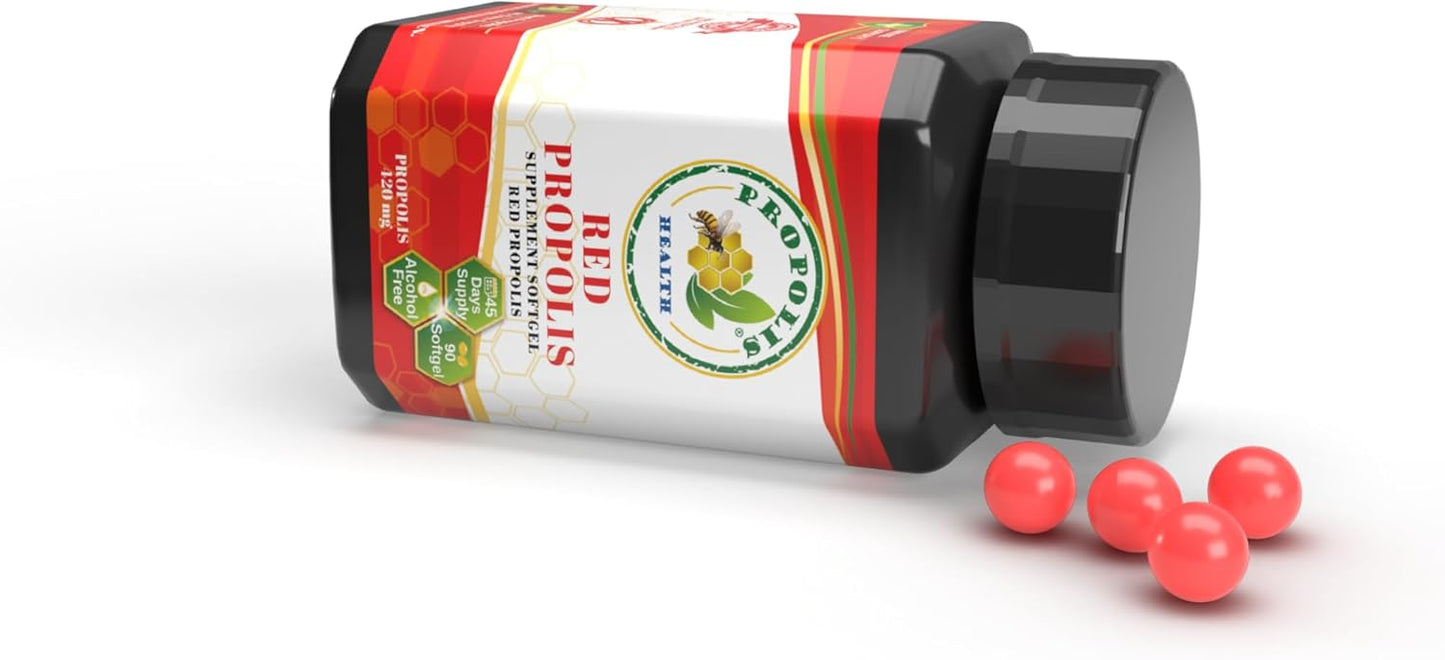 Brazilian Red Propolis Capsules - Pure Alcohol-Free Bee Propolis Supplement - 90 Capsules - Original Concentrated Propolis - 45 Day Supply - 840mg Red Propolis