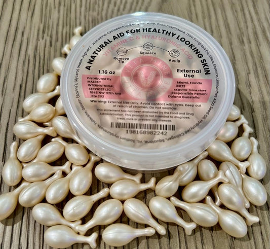 Breakable Capsules with Vitamin C and Hyaluronic Acid for Skin Care