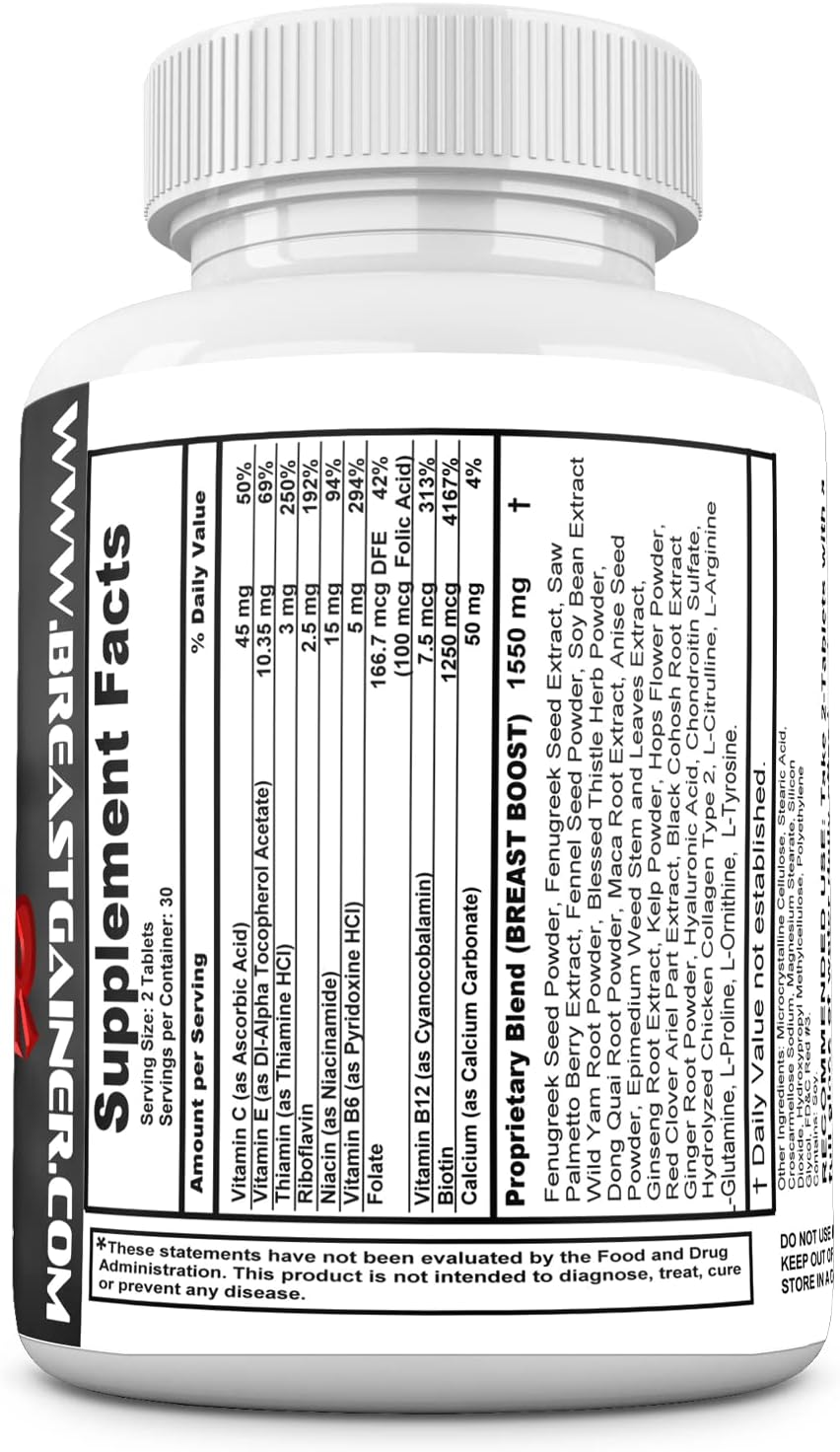 Breast Enhancement Pills for Women - Get Fuller & Firmer Bust - Enlargement Supplement for Bigger Breasts - 60 Tablets