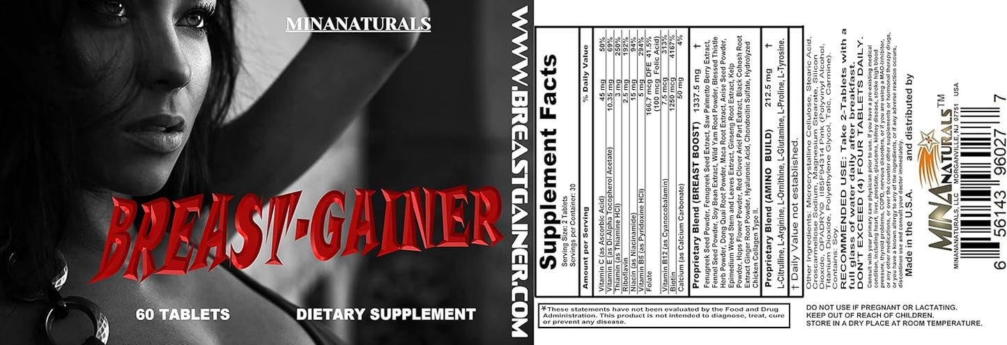 Breast Enhancement Pills for Women - Get Fuller & Firmer Bust - Enlargement Supplement for Bigger Breasts - 60 Tablets