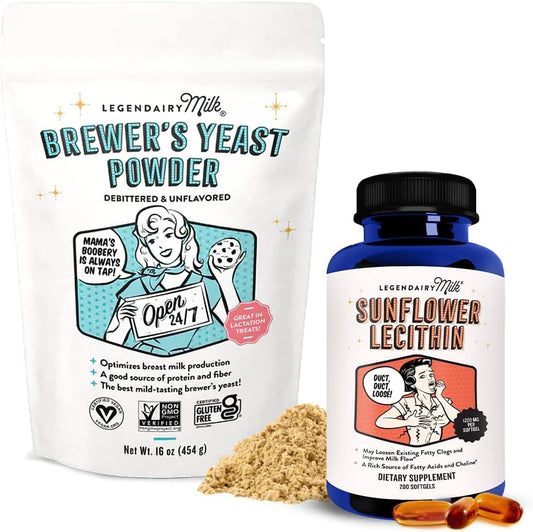 Breastfeeding Support: Legendairy Milk Sunflower Lecithin + Brewer's Yeast Powder - Boost Milk Supply & Clear Clogged Ducts